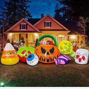10 FT Halloween Inflatables‎ Pumpkin Decoration with Candy Eyeball Combo